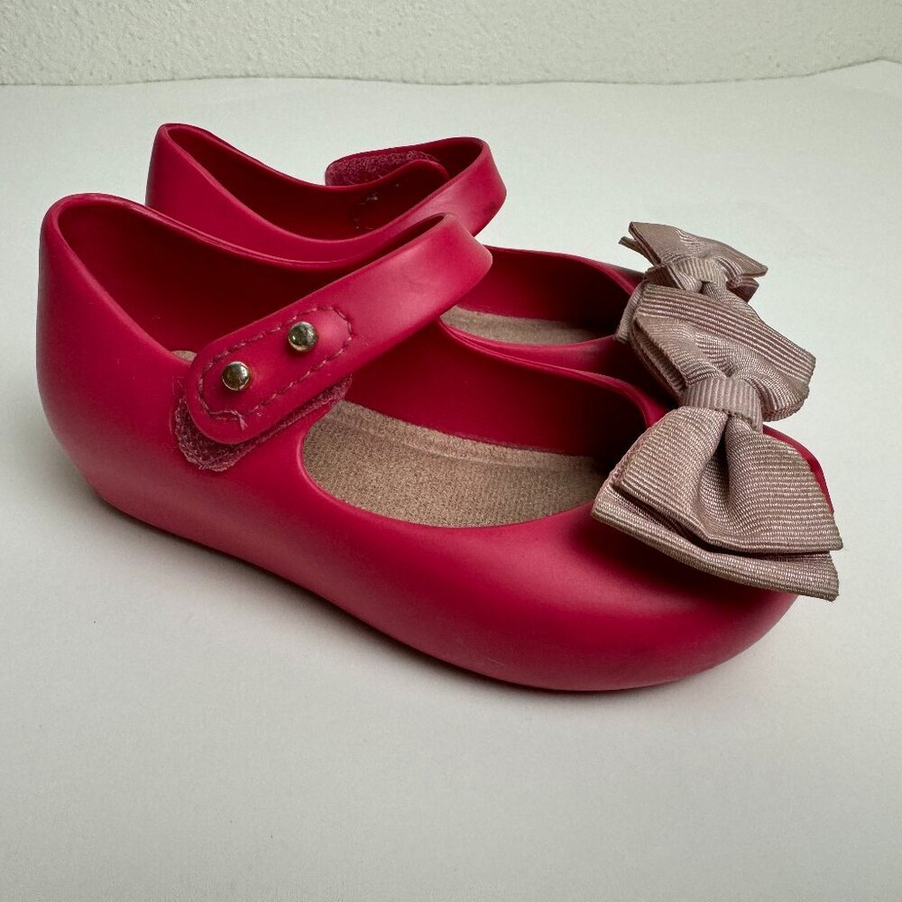 Mini Melissa Pink Fuchsia Mary Jane Bows Size 7